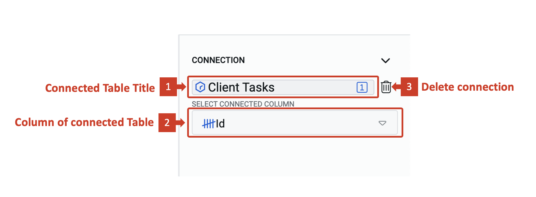 image showing fields in the connection category